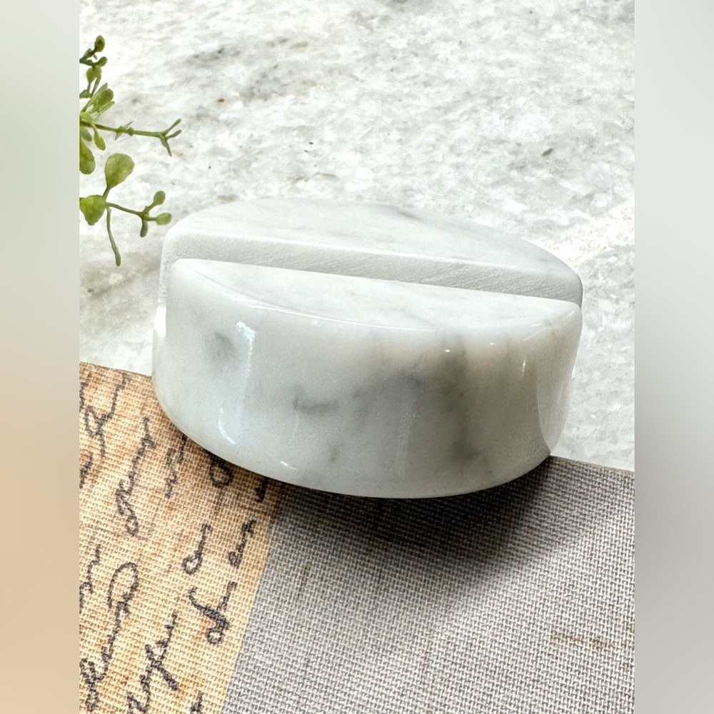 New Natural White Marble Stone Cell Phone Heavy Freestanding Holder Stand - Picture 6 of 7
